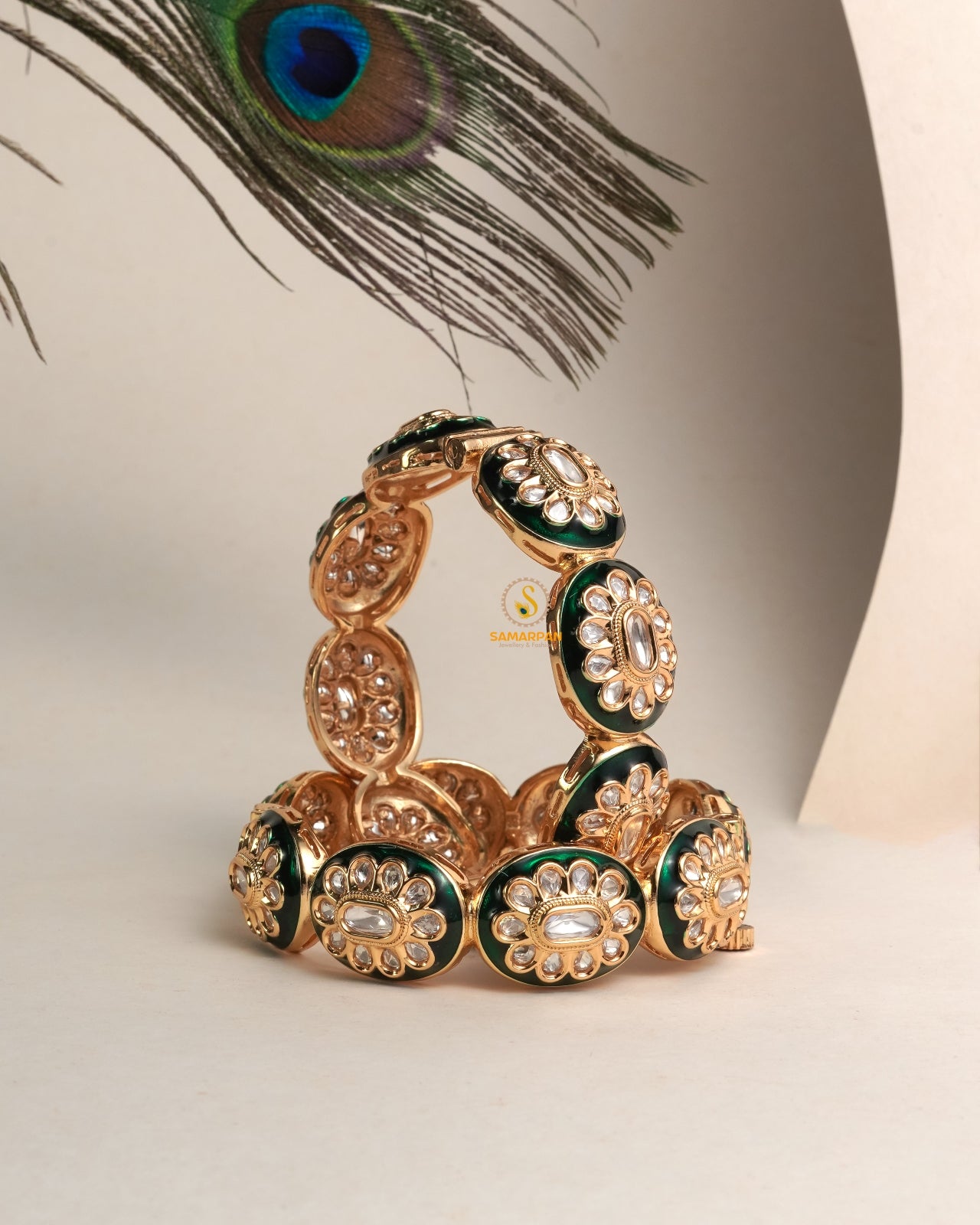 Cultural heritage polki kundan bangles and kangan set with intricate handcrafted detailing for bridal wear