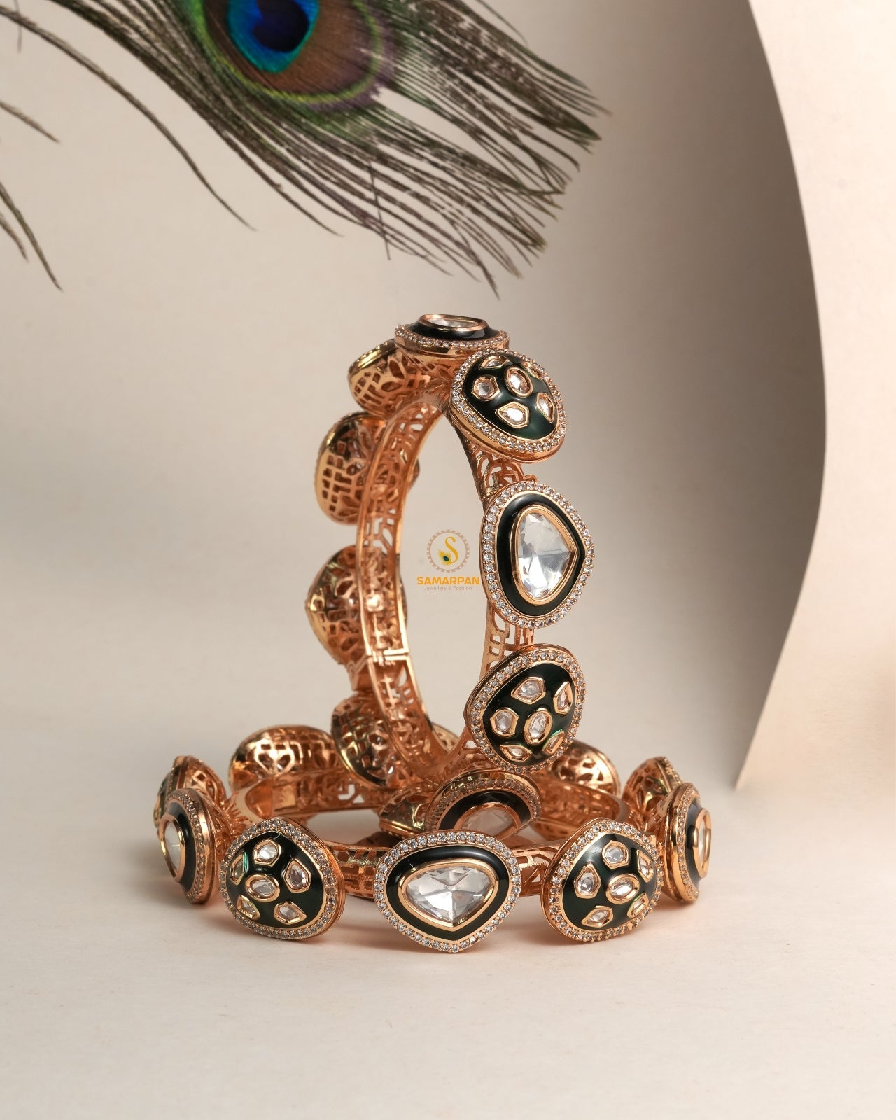 Polki bangles and kangan set in traditional gold tone design for wedding rituals and ceremonies