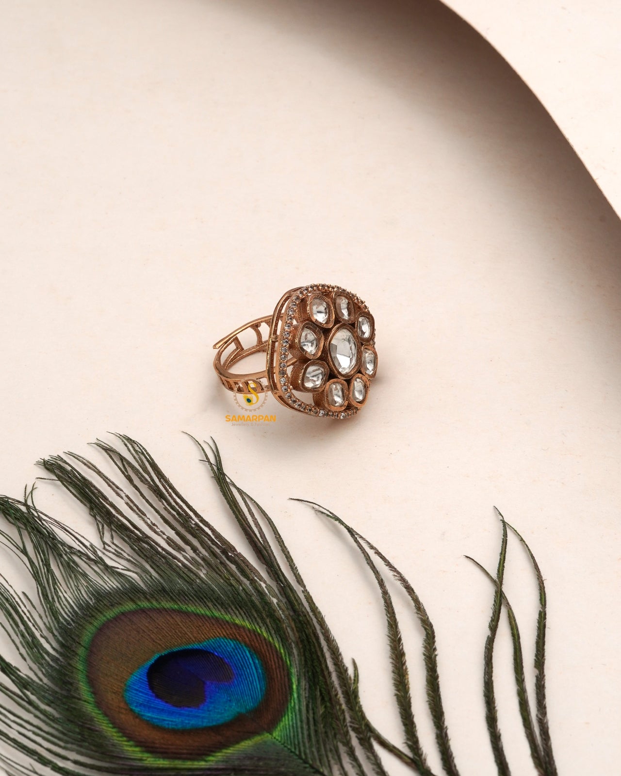 Refined Statement Polki Moissanite Ring with focused drama and heritage-inspired sparkle