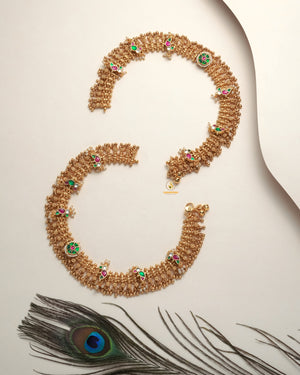 Ruby Green Antique anklets for women and girls with traditional vintage finish for daily wear and festive looks